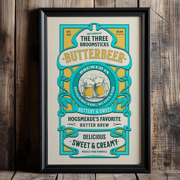 Poster Butterscotch Brew Tavern: vintage Wizard Pub Art Print, gezellig Cottagecore-decor
