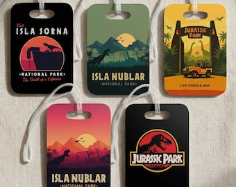Personalized Jurassic Park Luggage Tag | Custom Isla Nublar & Isla Sorna Travel Tag | Jurassic World Bag Tag, Dinosaur Gift, Custom Name Tag
