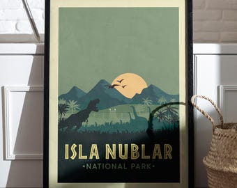 Jurassic Park Poster: Isla Nublar National Park T-Rex Art
