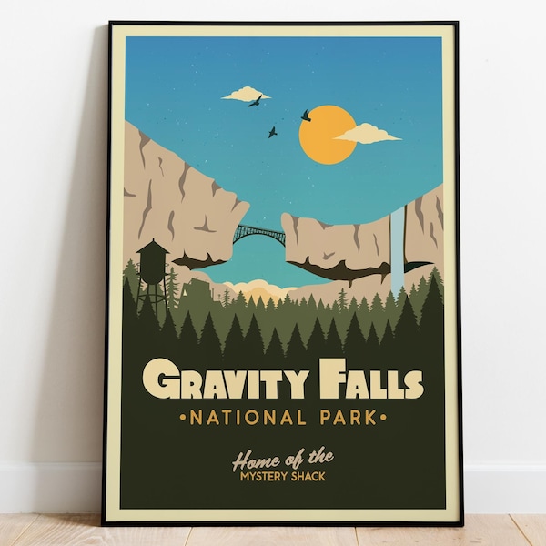 Gravity Falls Nationalpark Poster, Gravity Falls Poster, Disney Gravity Falls Kunstposter, Mystery Shack Poster, Dipper & Mabel Pines Poster