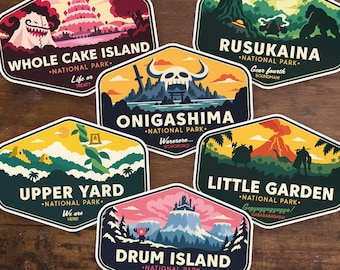 Anime National Park Sticker Collection, Waterproof Island Travel Decals