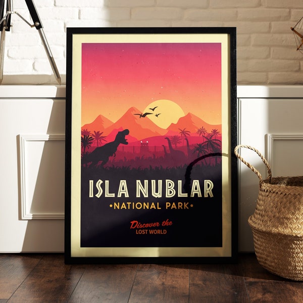 Affiches de Jurassic Park, affiche du parc national d'Isla Nublar, affiche du monde jurassique, impression d'affiche de film Jurassic Park, Jurassic Park Wall Art