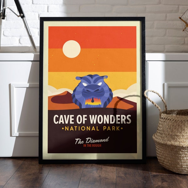 Cave of Wonders Travel Poster, Disney Aladdin Poster, Disney Aladdin Wall Art, Aladdin Art Print, Retro Print, Disney Poster, Disney Gift