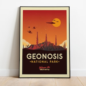 Pôster do Parque Nacional Geonosis de Star Wars, pôsteres da galáxia de Star Wars, impressões de arte de Geonosis de Star Wars, arte de parede de Geonosis, presente de Star Wars, decoração