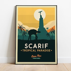 Pôster de viagem Star Wars Scarif, pôsteres de Star Wars Galaxy, impressões de arte Scarif de Star Wars, arte de parede Scarif, presente de Star Wars, decoração de Star Wars