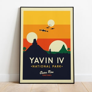 Pôster de viagem de Star Wars Yavin IV, pôsteres de Star Wars Galaxy, impressões de arte de Star Wars Yavin, arte de parede de Yavin IV, presente de Star Wars, decoração de Star Wars