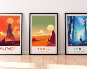 Star Wars Posters, Star Wars National Park Posters, Star Wars Prints, Star Wars, Star Wars Wall Art, Tatooine Poster, Star Wars Gifts, Art