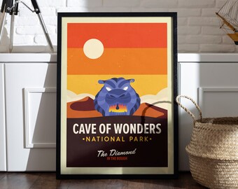 Cave of Wonders Travel Poster, Disney Aladdin Poster, Disney Aladdin Wall Art, Aladdin Art Print, Retro Print, Disney Poster, Disney Gift