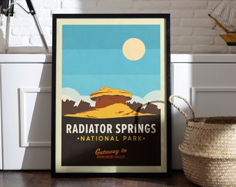 Radiator Springs Reise Poster, Disney CARS Poster, Disney Cars Wandkunst, Lightning McQueen Art Print, Retro Print, Disney Art, Disney Geschenk