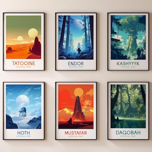 Cartazes do Parque Nacional de Star Wars, Cartazes de Viagem de Star Wars, Cartazes de Paródia de Star Wars, Impressões de Star Wars, Arte de Parede de Star Wars, Presentes de Star Wars