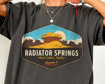 Vintage Radiator Springs Comfort Colors Shirt, Lightning McQueen Disney Tee, Pixar Cars Hoodie, Disney Vacation Sweatshirt, Route 66 Shirt