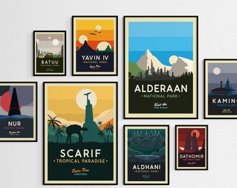 Star Wars Planet Poster, Star Wars Galaxy Posters, Star Wars Planet Attraction Posters, Tatooine, Endor, Star Wars Gift, Star Wars Wall Art