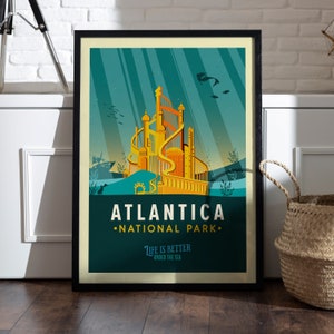Disney Little Mermaid Poster, Atlantica Travel Poster, Disney Mermaid Wall Art, Mermaid Movie Art Print, Little Mermaid Poster, Ariel Poster