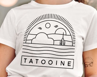 Star Wars T-shirt, Tatooine Sunset T-shirt, Herr- & Damtröja, Star Wars-tröja, Tatooine T-shirt, Unisex, Luke Skywalker-tröja, Disney
