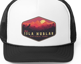 Jurassic Park Trucker Cap, Isla Nublar Hat, Jurassic World Hat, Jurassic Park Parody Hat, Unisex, Jurassic Park Gift, Dinosaur Gift, 90s Hat
