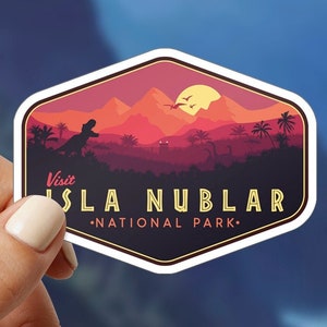 Jurassic Park Sticker, Jurassic Park Isla Nublar Sticker, Visit Isla Nublar National Park Sticker, T-Rex, Dinosaur, Jurassic Park Gift Idea