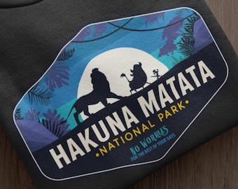 Sudadera del Rey León: Sudadera con capucha del Parque Nacional Hakuna Matata / Sudadera con capucha del Rey León Sudadera con capucha del Parque Nacional Hakuna Matata / Sudadera con capucha de parodia de Disney
