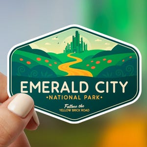 Emerald City National Park Sticker | Water-Resistant Vinyl • Art-Deco Skyline • Yellow Brick Road Sticker • Oz Witch Sticker • Wizard Decals