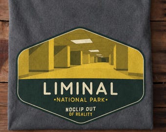 Liminal Space National Park T-Shirt, Weirdcore Horror Graphic Tee, Yellow Corridor Shirt