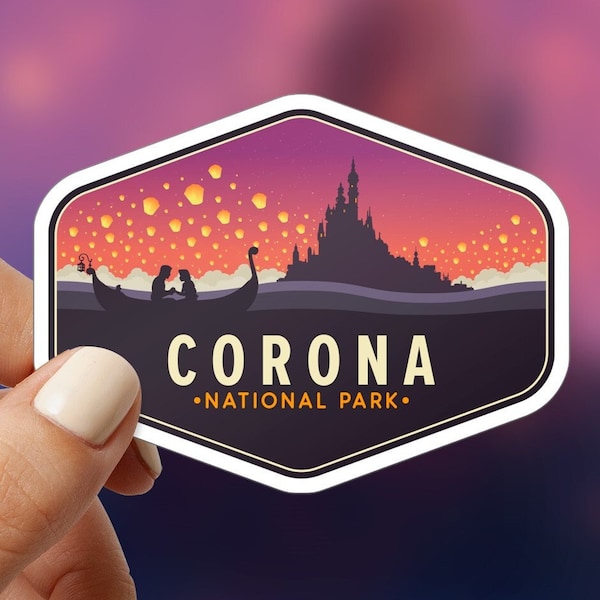 Corona National Park Sticker, Disney Tangled Stickers, Disney Rapunzel Sticker, Disney Stickers, Tangled Lantern scene Sticker, Disney Decal