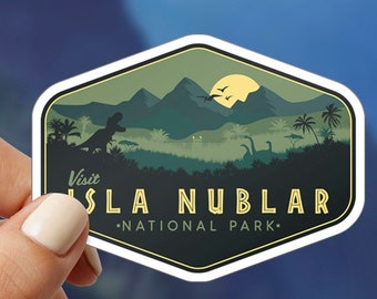 Jurassic Park Sticker, Jurassic Park Isla Nublar Sticker, Visit Isla Nublar National Park Sticker, T-Rex, Dinosaur, Jurassic Park Gift Idea