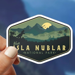Jurassic Park Sticker, Jurassic Park Isla Nublar Sticker, Visit Isla Nublar National Park Sticker, T-Rex, Dinosaurio, Jurassic Park Gift Idea