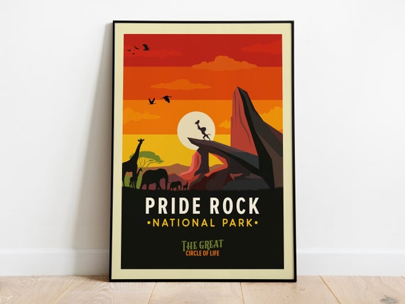 Pride Rock Travel Poster, Disney Lion King Poster, Lion King Wall