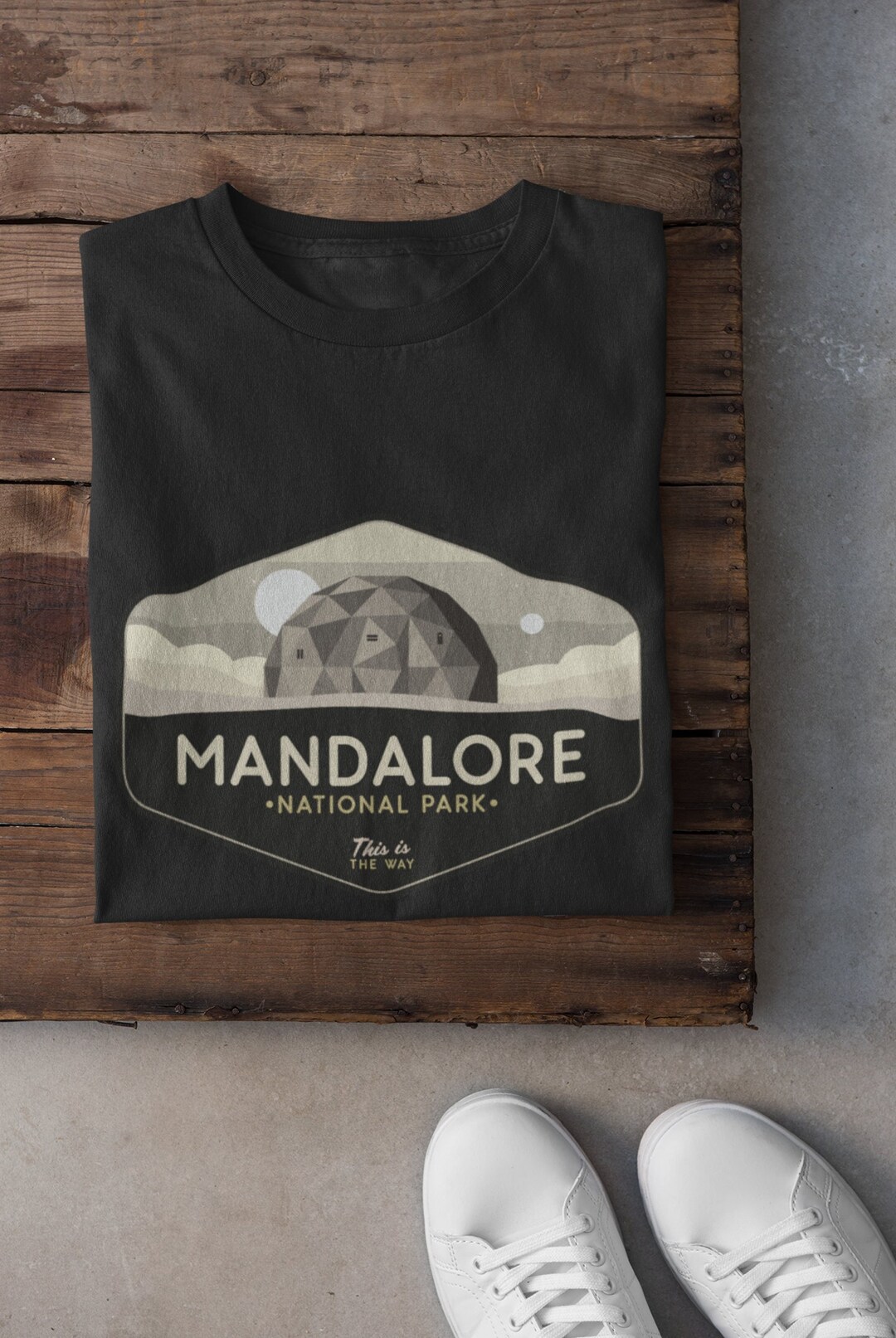 Star Wars The Mandalorian Helmet Reflection T-Shirt For Men - Officially Licensed Slim Fit Tee
