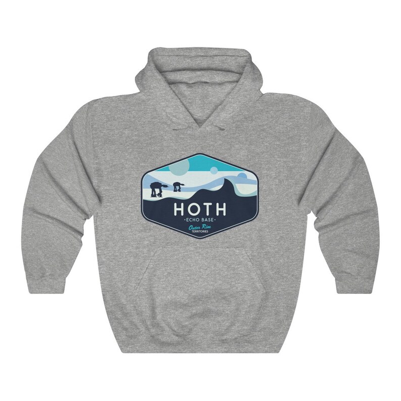 Star Wars Hoodie, Hoth Hoodie, Star Wars Geek Parody Hoodie, Hoth Echo Base Hoodie, Unisex, Galaxy's Edge Hoodie Disneyland, Geeky Star Wars Sport Grey