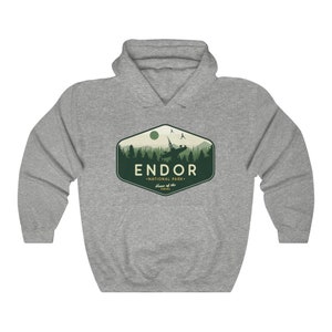 Star Wars Hoodie, Endor National Park Hoodie, Star Wars Geek Parody Hoodie, Endor Hoodie, Unisex, Skywalker, Star Wars Gift, Sweatshirt Sport Grey