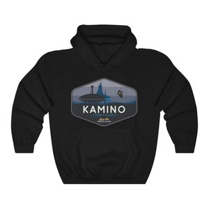May include: Black hooded sweatshirt with a blue and gray graphic of a city on a planet called Kamino. The text on the graphic reads "Kamino - Stormy Planet -  With an Endless Ocean".