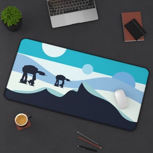 Star Wars Desk Mat | Hoth Desk Mat | Star Wars Mouse Pad | Star Wars Gaming Desk Pad | Minimalist Art | Sizes &quot;12x18&quot;/12&quot;x22&quot;/&quot;31x15.5&quot;