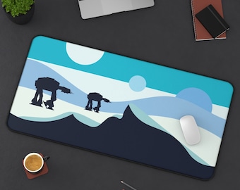 Star Wars Desk Mat | Hoth Desk Mat | Star Wars Mouse Pad | Star Wars Gaming Desk Pad | Minimalist Art | Sizes "12x18"/12"x22"/"31x15.5"