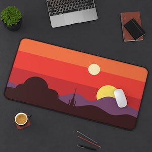 Star Wars Desk Mat | Tatooine Desk Mat | Star Wars Mouse Pad | Star Wars Gaming Desk Pad | Minimalist Art | Sizes "12x18"/12"x22"/"31x15.5"