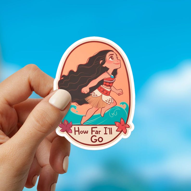 Moana Sticker, How Far I'll Go, Disney Princess Stickers