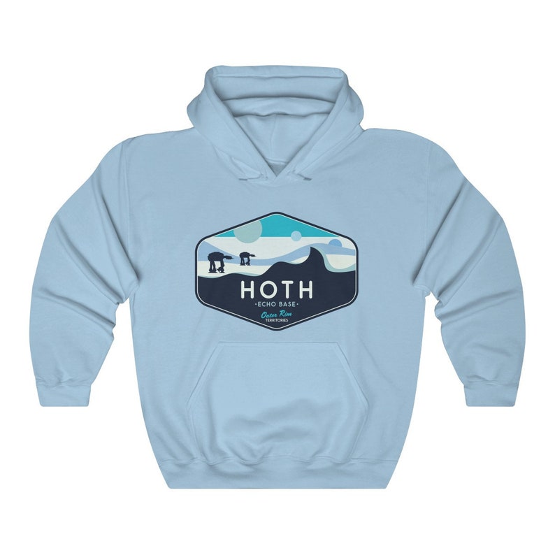 Star Wars Hoodie, Hoth Hoodie, Star Wars Geek Parody Hoodie, Hoth Echo Base Hoodie, Unisex, Galaxy's Edge Hoodie Disneyland, Geeky Star Wars Light Blue