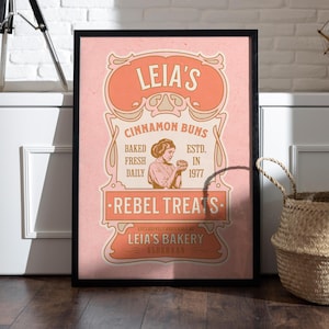 Leia&#39;s Cinnamon Buns Poster, Star Wars Posters, Princess Leia, Art Prints, Star Wars Wall Art, Star Wars Advert Art, Vintage Star Wars Art
