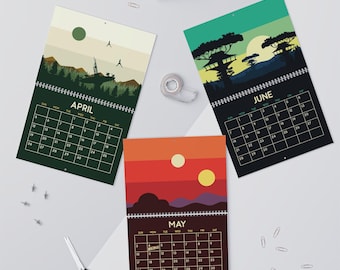 Star Wars 2026 Calendar, Star Wars Planets Calendar 2026, Star Wars Planner 2026, Star Wars Gifts, Star Wars Office, Star Wars Home Decor