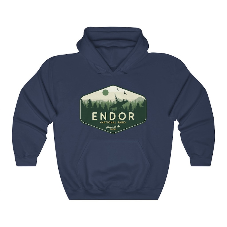 Star Wars Hoodie, Endor National Park Hoodie, Star Wars Geek Parody Hoodie, Endor Hoodie, Unisex, Skywalker, Star Wars Gift, Sweatshirt Navy