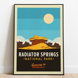Disney National Park Posters, Disney Posters, Disney Location Posters, Disney Travel Posters, Paradise Falls, Pride Rock, Disney Wall Art Radiator Springs