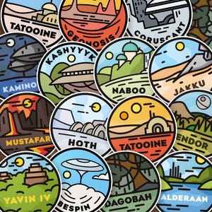 Star Wars Planet Stickers, Star Wars Planets Travel Waterproof Stickers, Star Wars Stickers – Tatooine, Hoth, Naboo & more – Star Wars Gift