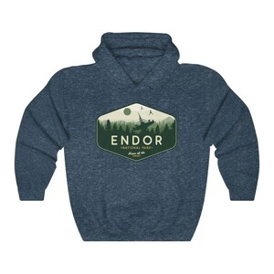 Star Wars Hoodie, Endor National Park Hoodie, Star Wars Geek Parody Hoodie, Endor Hoodie, Unisex, Skywalker, Star Wars Gift, Sweatshirt Heather Navy