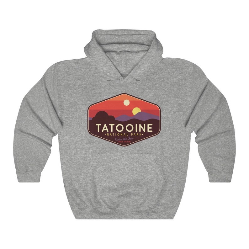 Star Wars Hoodie, Tatooine Sunset Hoodie, Star Wars Geek Parody Hoodie, Star Wars Hoodie, Tatooine Hoodie, Unisex, Luke Skywalker Hoodie Sport Grey