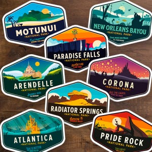 Disney Waterproof Stickers | Travel Stickers for Disney Fans | National Park-Inspired Disney Decals | Disney Park Sticker Set | Disney Gifts