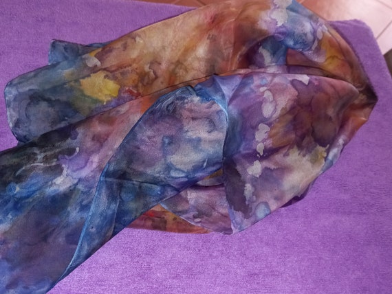 Foulard Misto Soie Peint à La Main – Batik Multicolore – Femme – Fait Main