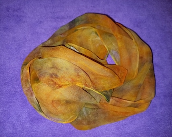 Foulard en mousseline de soie peint à la main 180 x 45 cm