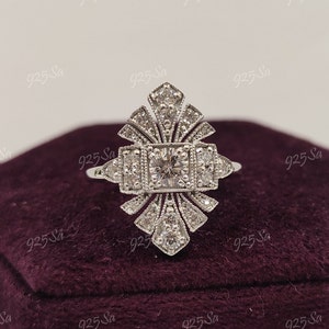 1930s Vintage 2.0ct white Round Cut Diamond engagement wedding ring in 925 sterling silver,antique engagement rings,art deco ring,halo ring
