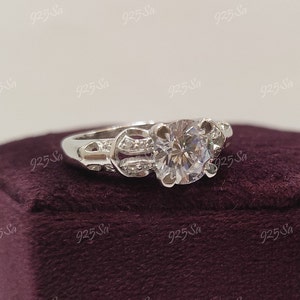 1930s Vintage 2.30ct white Round Cut Diamond engagement wedding ring in 925 sterling silver,antique engagement rings,art deco ring,halo ring