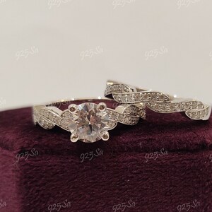 1930s Antique 2.30ct white Round Cut Diamond wedding ring set in 925 sterling silver,antique engagement rings,art deco ring,bridal ring set
