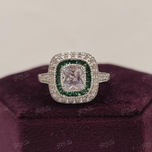 1930s Vintage 2.10ct Cushion Cut wedding engagement ring in 925 sterling silver, Antique engagement rings,Art deco ring,Rings, Gifts